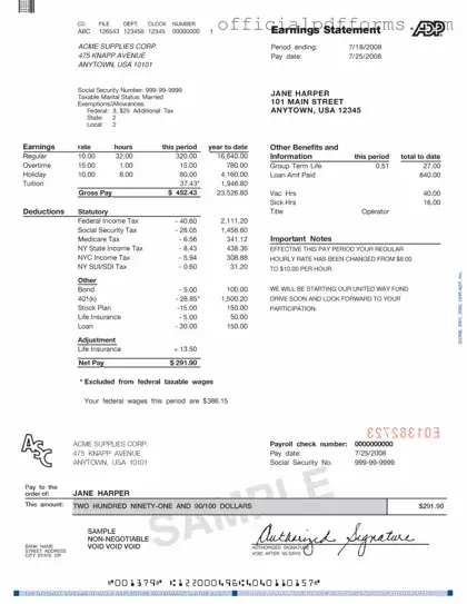 Fill in a Valid Adp Pay Stub Form