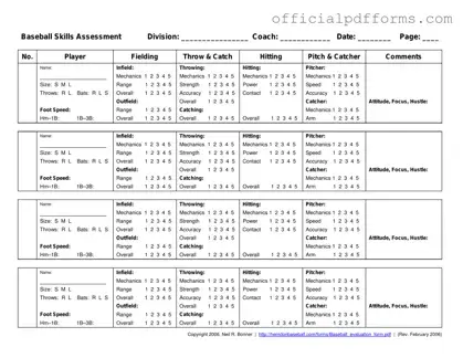 Fill in a Valid Baseball Assessment Form