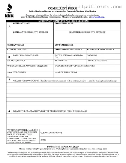 Fill in a Valid Bbb Complaint Form