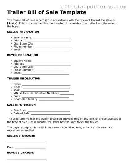 Valid Trailer Bill of Sale Document