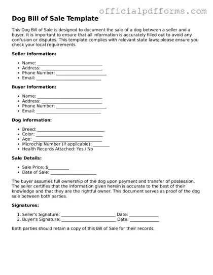 Valid Dog Bill of Sale Document