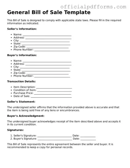 Valid Bill of Sale Document