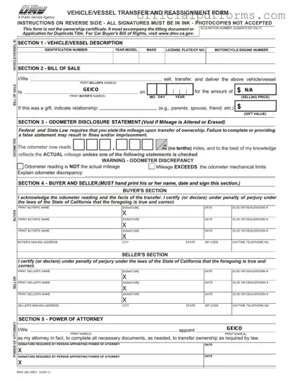 Fill in a Valid California Fotm Reg 262 Form