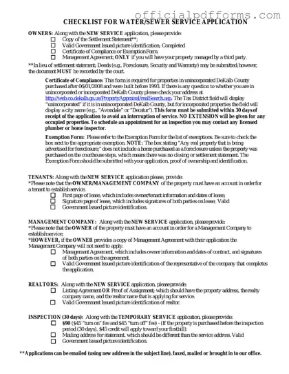 Fill in a Valid Dekalb County Water Application Form