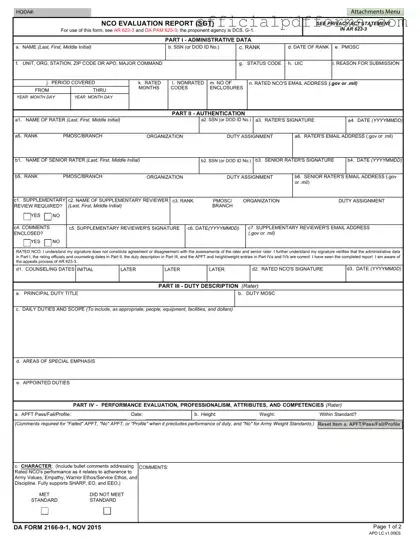 Fill in a Valid Da 2166 9 1 Form
