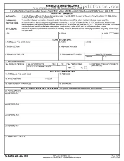 Fill in a Valid Da 638 Form
