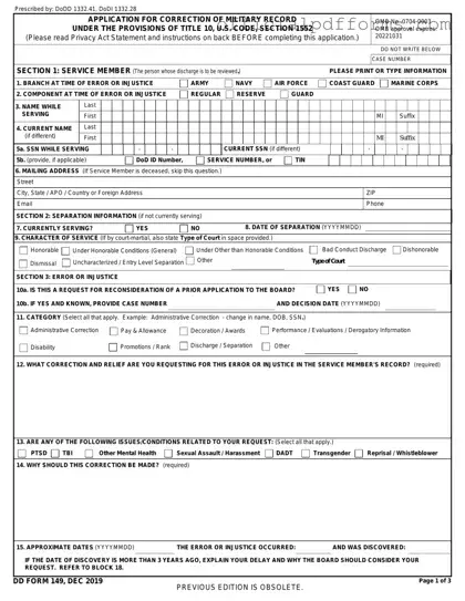 Fill in a Valid DD 149 Form