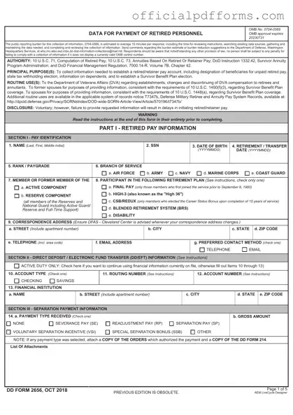 Fill in a Valid DD 2656 Form
