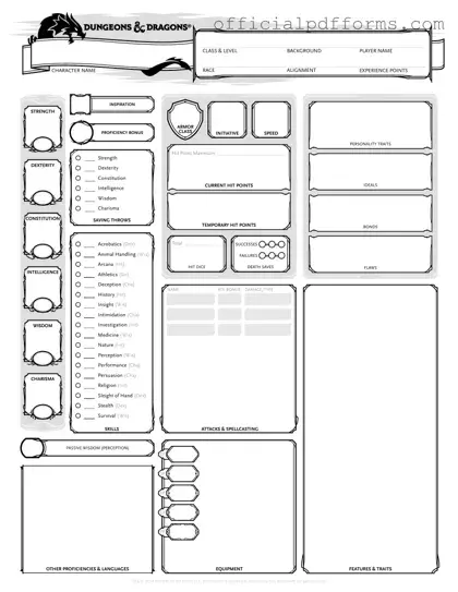 Fill in a Valid Dnd Character Sheet Form