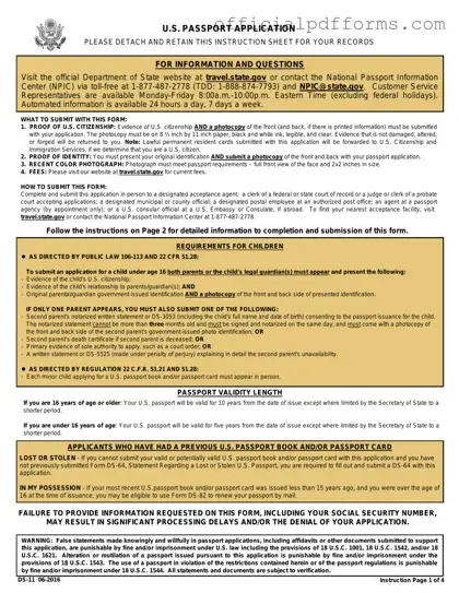 Fill in a Valid DS-11 U.S. Passport application Form