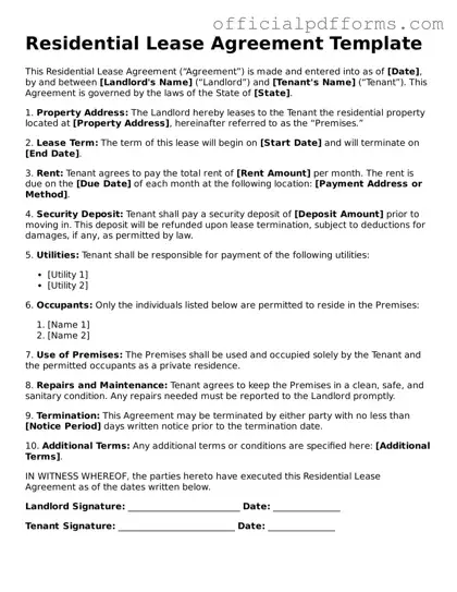 Valid Residential Lease Agreement Document