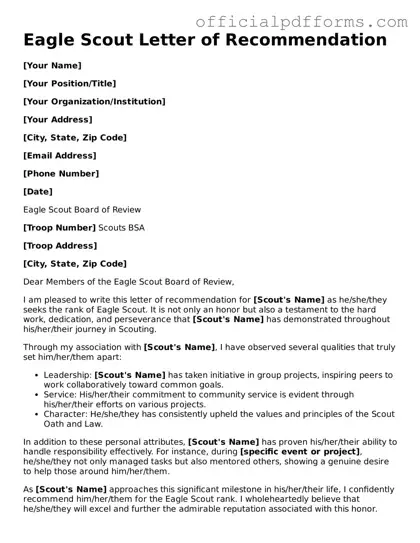 Valid Eagle Scout Letter of Recommendation Document