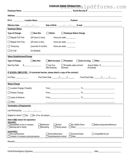 Fill in a Valid Employee Status Change Form