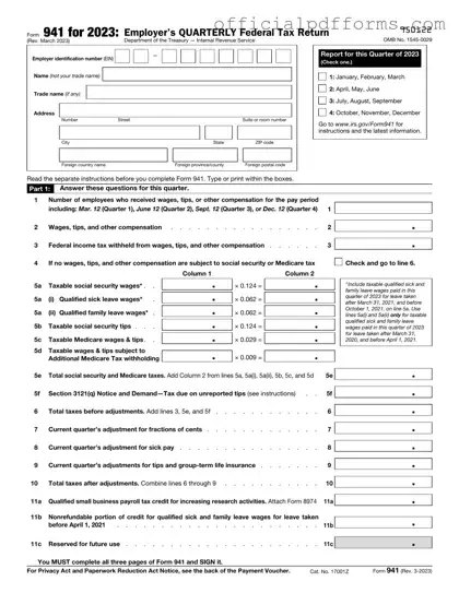 Fill in a Valid IRS 941 Form