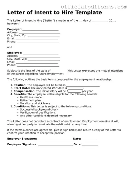 Valid Letter of Intent to Hire Document