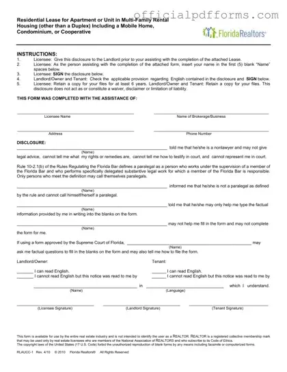 Fill in a Valid Florida Realtors Residential Lease Form