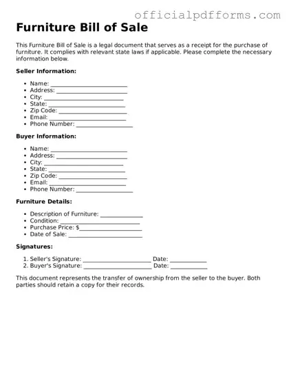Valid Furniture Bill of Sale Document