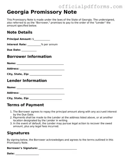 Printable Georgia Promissory Note Template