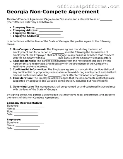 Printable Georgia Non-compete Agreement Template