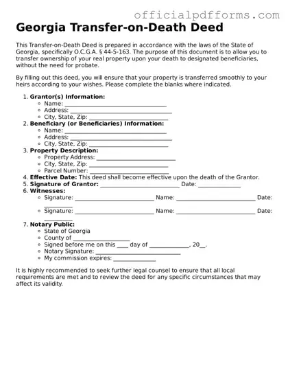 Printable Georgia Transfer-on-Death Deed Template