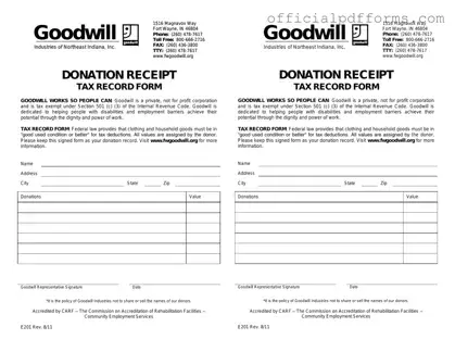 Fill in a Valid Goodwill donation receipt Form