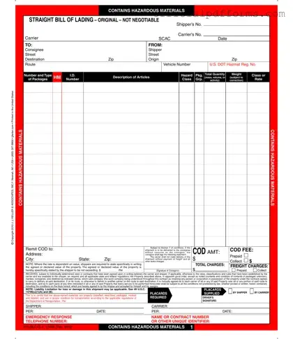 Fill in a Valid Hazard Bill Of Ladden Form
