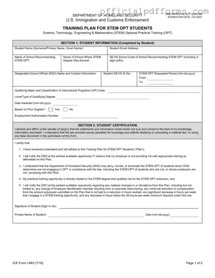 Fill in a Valid ICE I-983 Form