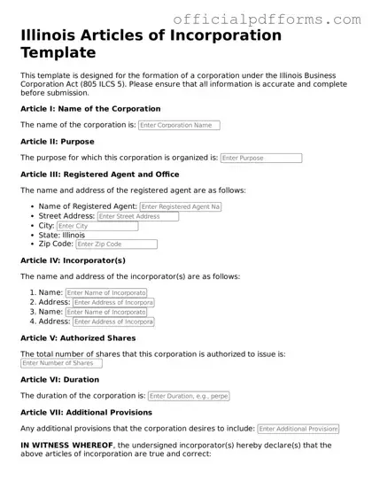 Printable Illinois Articles of Incorporation Template