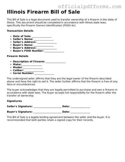 Printable Illinois Firearm Bill of Sale Template