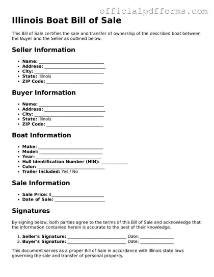 Printable Illinois Boat Bill of Sale Template
