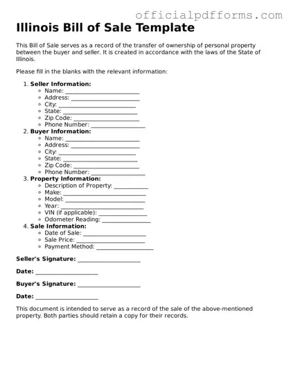 Printable Illinois Bill of Sale Template
