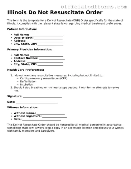 Printable Illinois Do Not Resuscitate Order Template
