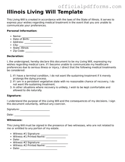 Printable Illinois Living Will Template