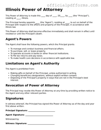 Printable Illinois Power of Attorney Template
