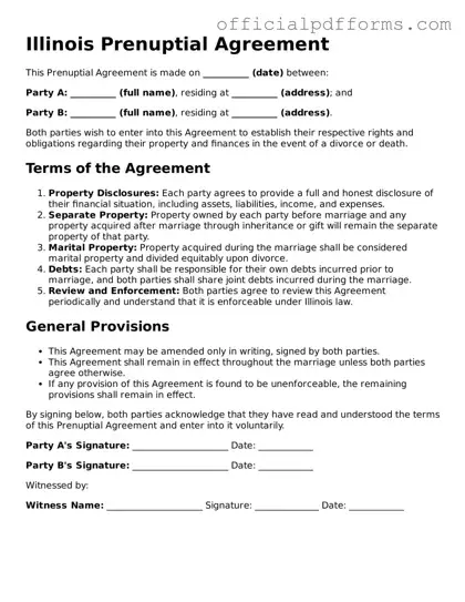 Printable Illinois Prenuptial Agreement Template