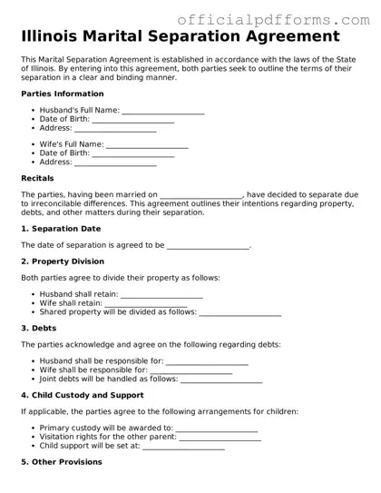 Printable Illinois Marital Separation Agreement Template