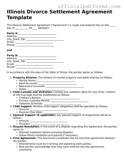 Printable Illinois Divorce Settlement Agreement Template