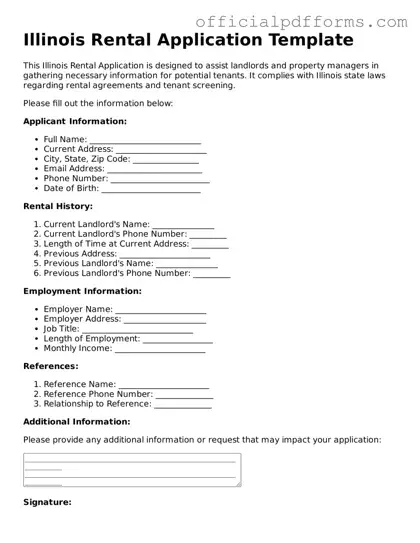 Printable Illinois Rental Application Template