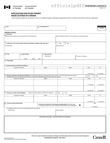 Fill in a Valid Imm 1294 Form
