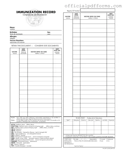 Fill in a Valid Immunization Record Form