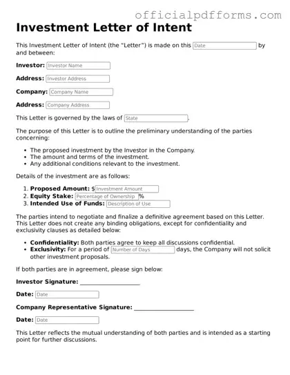 Valid Investment Letter of Intent Document