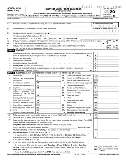 Fill in a Valid IRS Schedule C 1040 Form