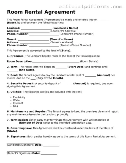 Valid Room Rental Agreement Document