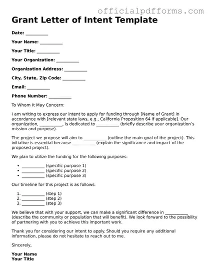 Valid Grant Letter of Intent Document