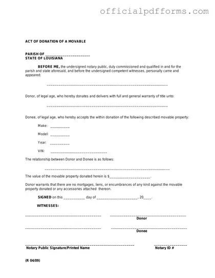 Fill in a Valid Louisiana act of donation Form