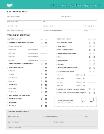 Fill in a Valid Lyft Inspection Form