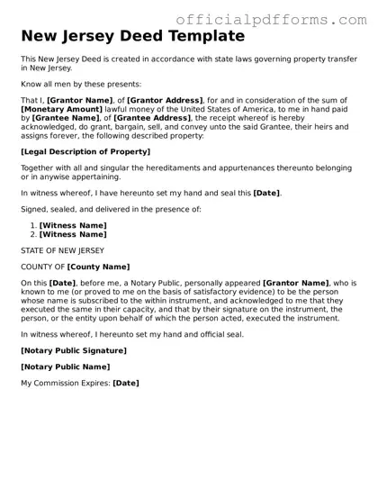 Printable New Jersey Deed Template