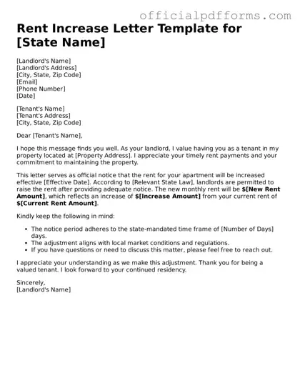 Valid Rent Increase Letter Document