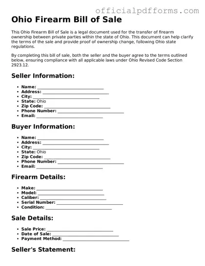 Printable Ohio Firearm Bill of Sale Template