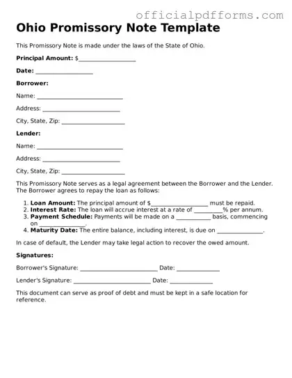 Printable Ohio Promissory Note Template